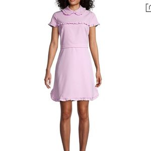 NEW Gal meets Glam Ruffle-trim Peter Pan Collar Dress In Lilac size 12